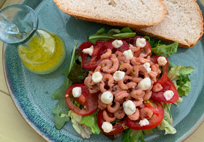 A Tomato-Shrimp Sandwich