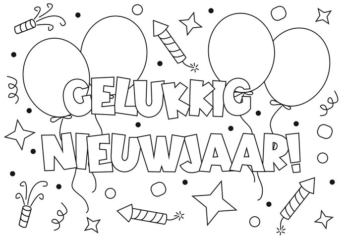 Gelukkig nieuwjaar kleurplaat 2015