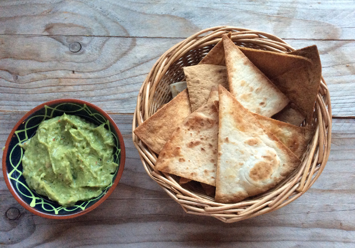 Guacamole tortilla chips home