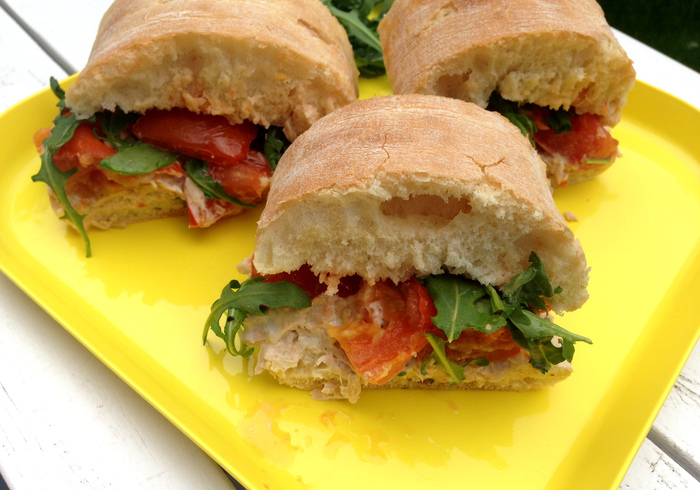 Ciabatta tuna salad home