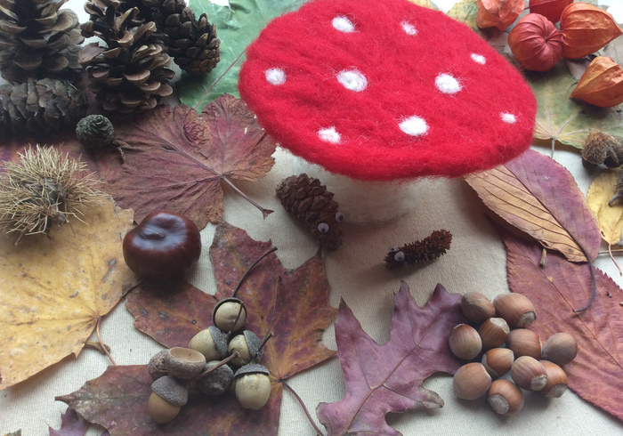 Felting a toadstool home