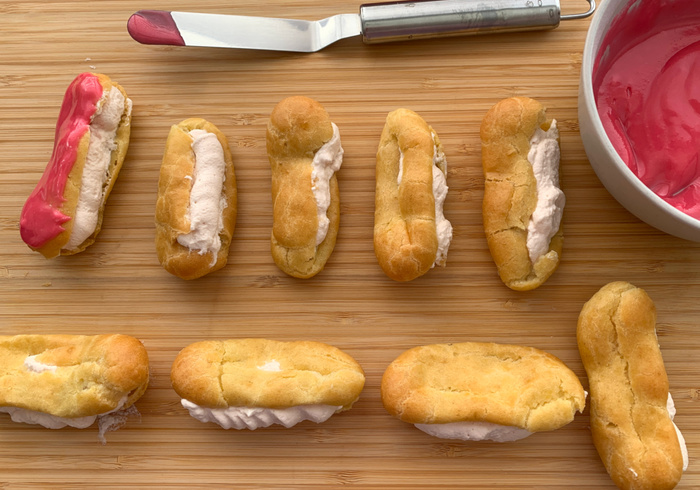 Mini raspberry eclairs 19