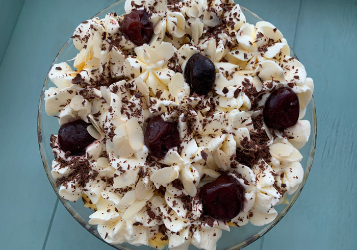 Kersen frambozen jubilee trifle sidepicll
