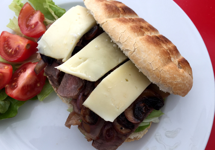 Cheese steak sandwich home