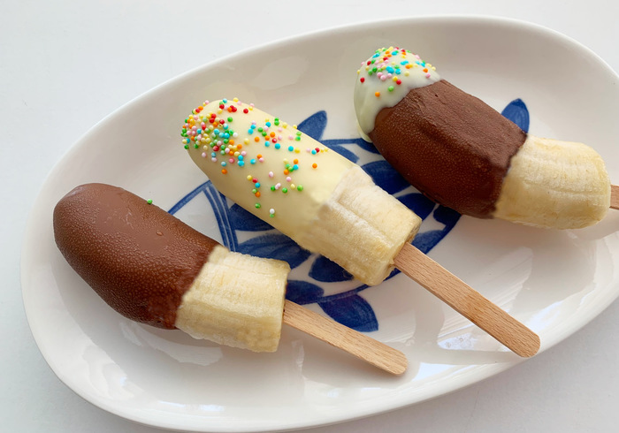 Bevroren bananen lollies sidepicll