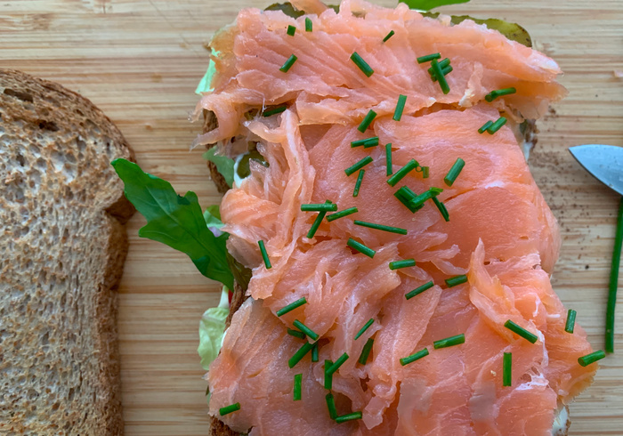 Smoked salmon club sandwich 12