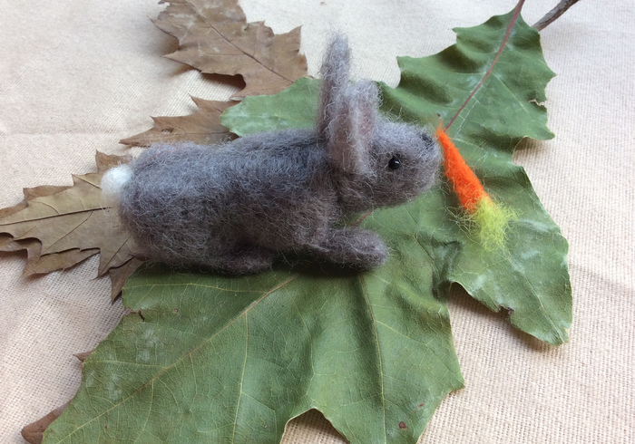 Needle felt bunny home