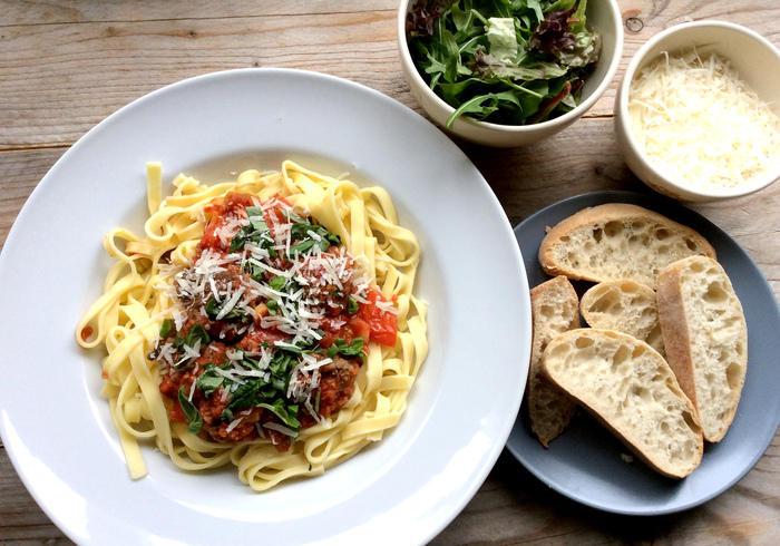 Pasta with meatballs home