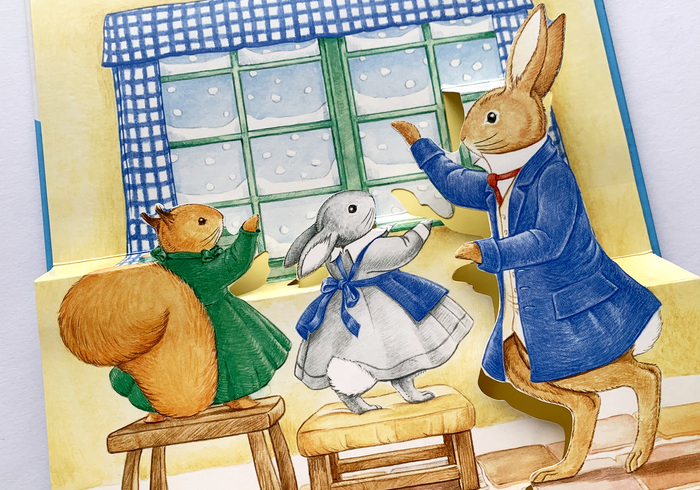 Little grey rabbits snowy day 01