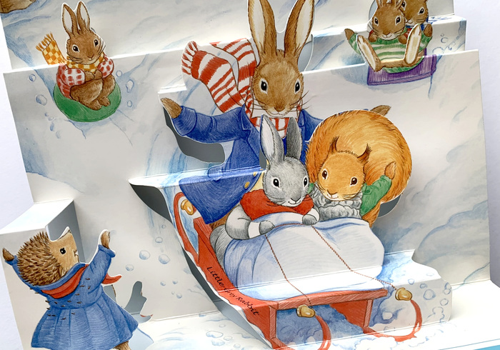 Little grey rabbits snowy day 02