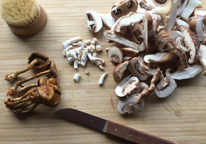 Paddenstoelen met spinazie 01