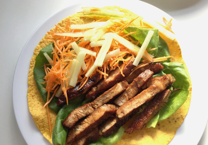 Sticky pork wrap home