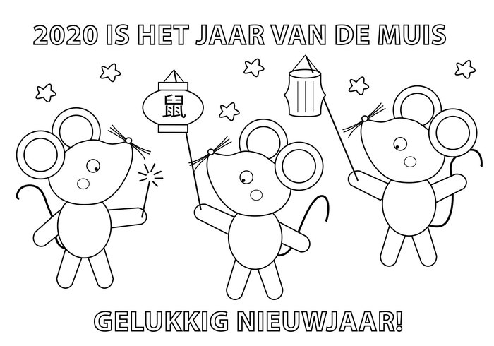 Kleurplaat chinees nieuwjaar 2020