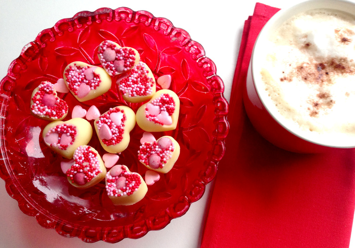 Witte chocolade hartjes