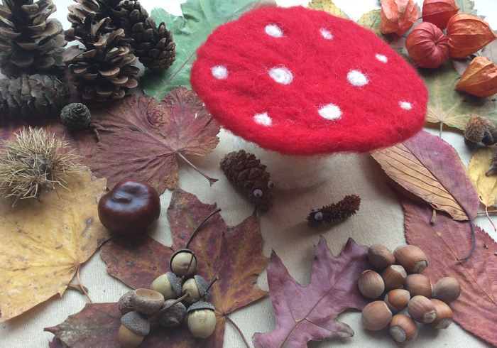 Felting a toadstool