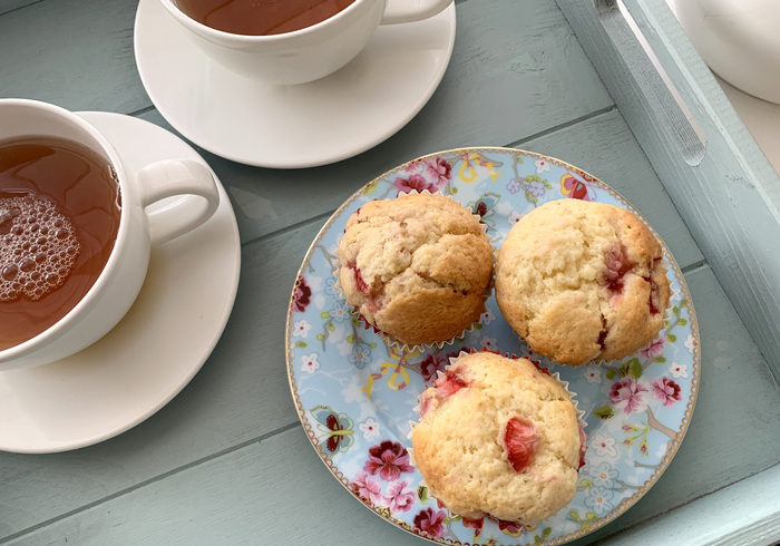 Er zijn aardbeienmuffins