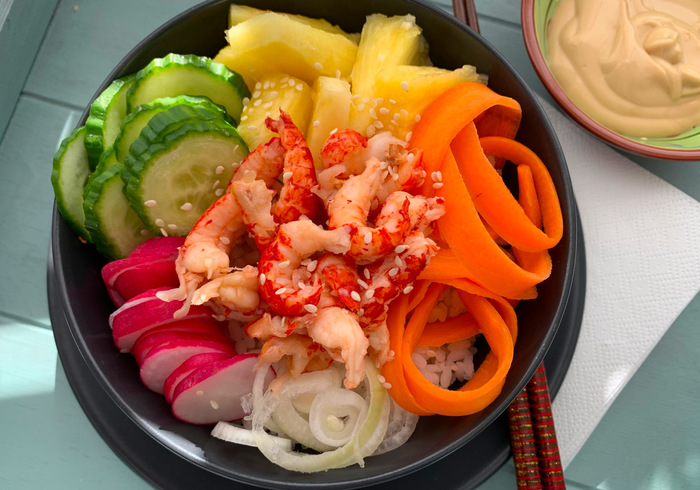 A  Poke Bowl with crayfish