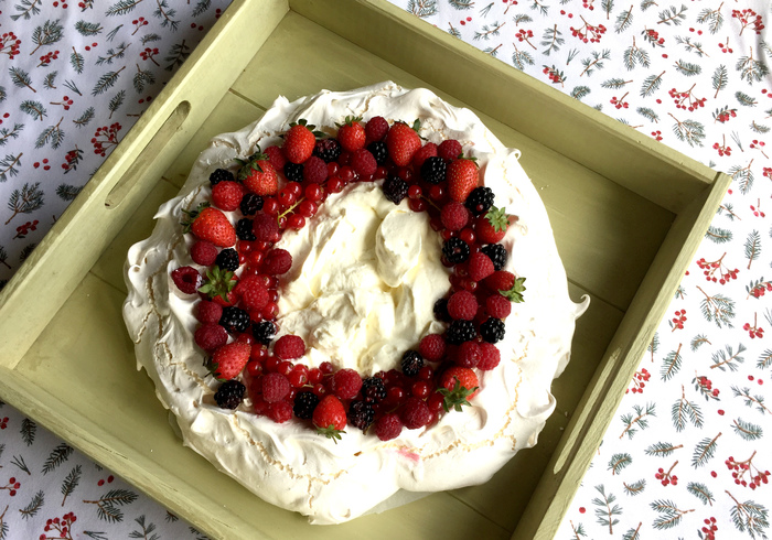 Een Pavlova kerstkrans