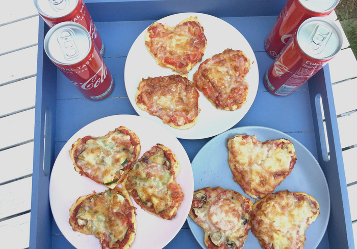 Homemade pizza hearts