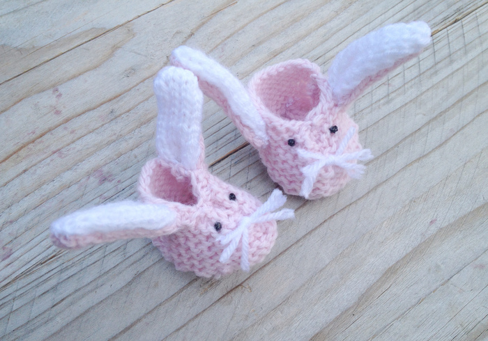 Knit cute bunny slippers