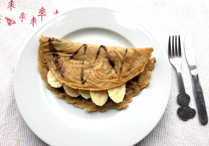 Pannenkoeken met Nutella en banaan