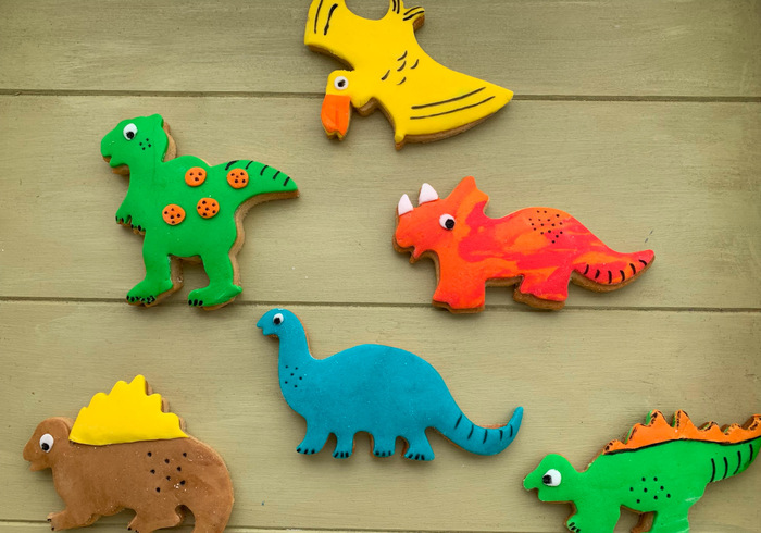 We're baking Dinosaur Biscuits